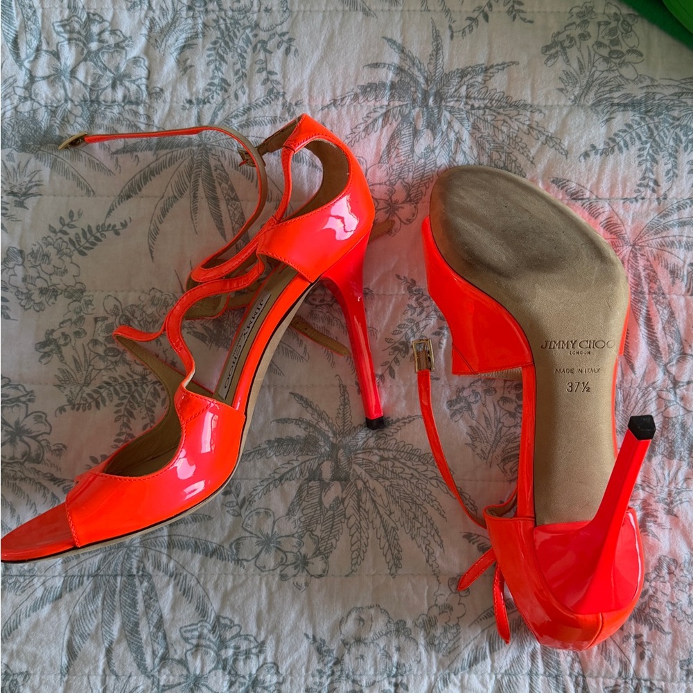 Jimmy Choo Vibrant Orange Strappy Heels